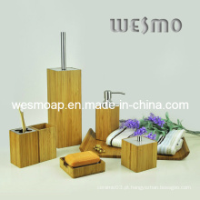 Quadrado banho de bambu conjunto com peças de metal (wbb0303a)